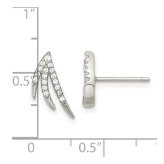 Rhodium-plated Sterling Silver Fancy CZ Post Earrings