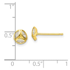 Sterling Silver Polished Gold-tone CZ Post Earrings