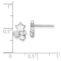 Rhodium-plated Sterling Silver Polished CZ Star Post Earrings