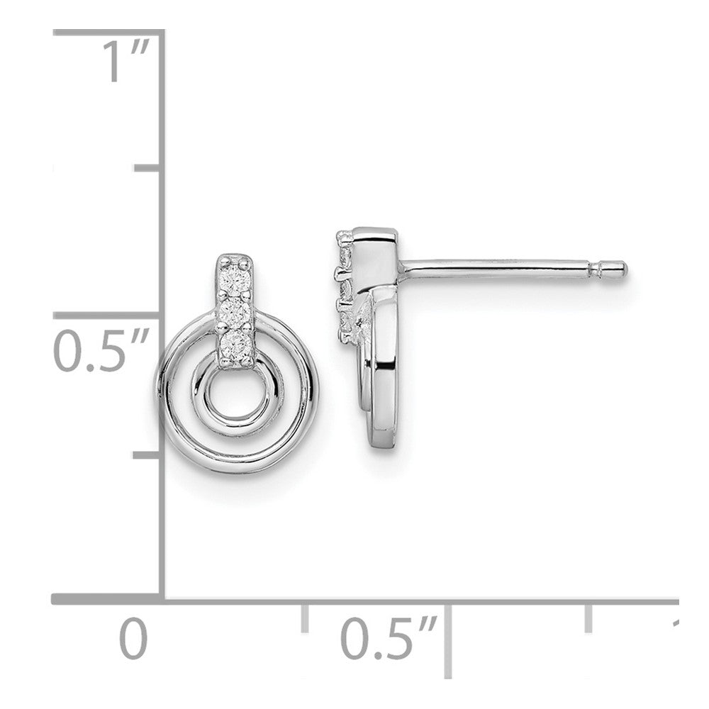 Rhodium-plated Sterling Silver CZ Circles Post Earrings