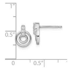 Rhodium-plated Sterling Silver CZ Circles Post Earrings