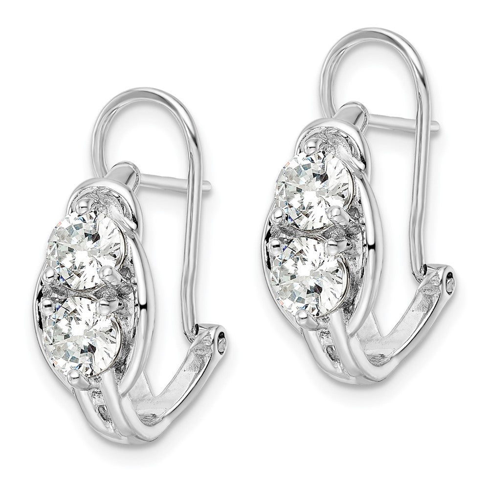 Rhodium-plated Sterling Silver CZ Leverback Earrings