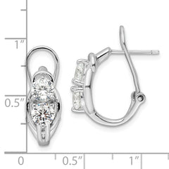 Rhodium-plated Sterling Silver CZ Leverback Earrings
