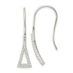 Sterling Silver Polished Triangle CZ Dangle Earrings