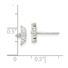 Sterling Silver Marquise CZ Flower Post Earrings