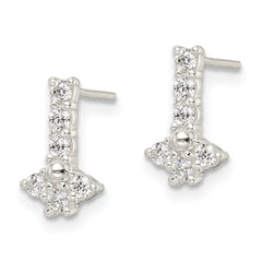Sterling Silver Polished CZ Post Earrings