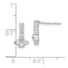 Sterling Silver Polished CZ Post Earrings