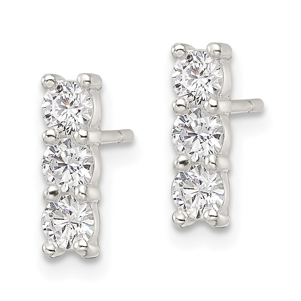 Sterling Silver Polished CZ Post Earrings