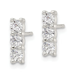 Sterling Silver Polished CZ Post Earrings