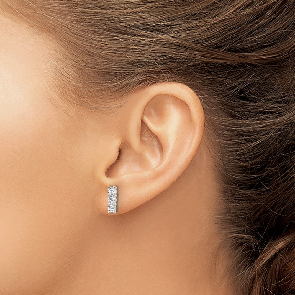 Sterling Silver Polished CZ Post Earrings