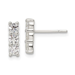 Sterling Silver Polished CZ Post Earrings