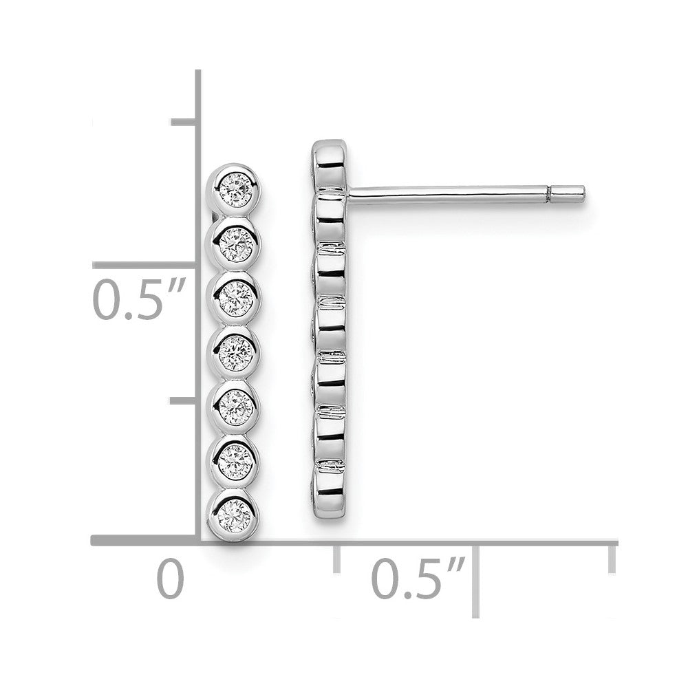 Rhodium-plated Sterling Silver CZ Post Earrings