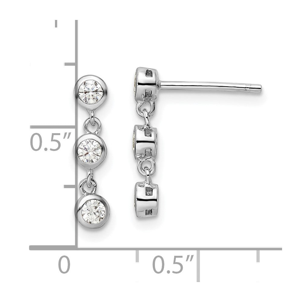 Rhodium-plated Sterling Silver CZ Dangle Post Earrings