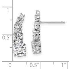 Sterling Silver Polished Rhodium-plated Graduated CZ Post Earrings