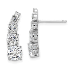 Sterling Silver Polished Rhodium-plated Graduated CZ Post Earrings