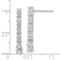 Sterling Silver Polished Rhodium-plated CZ Post Dangle Earrings
