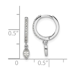 Rhodium-plated Sterling Silver Polished CZ Hinged Hoop Earrings