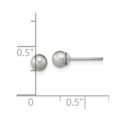 Rhodium-plated Sterling Silver 4-5mm Grey Round FWC Pearl Post Earrings