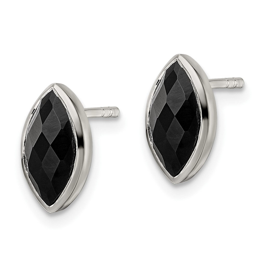 Sterling Silver Polished Onyx Post Earrings