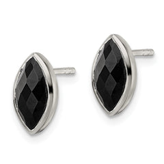 Sterling Silver Polished Onyx Post Earrings