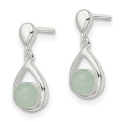 Sterling Silver Polished Light Blue Quartzite Post Teardrop Dangle Earrings