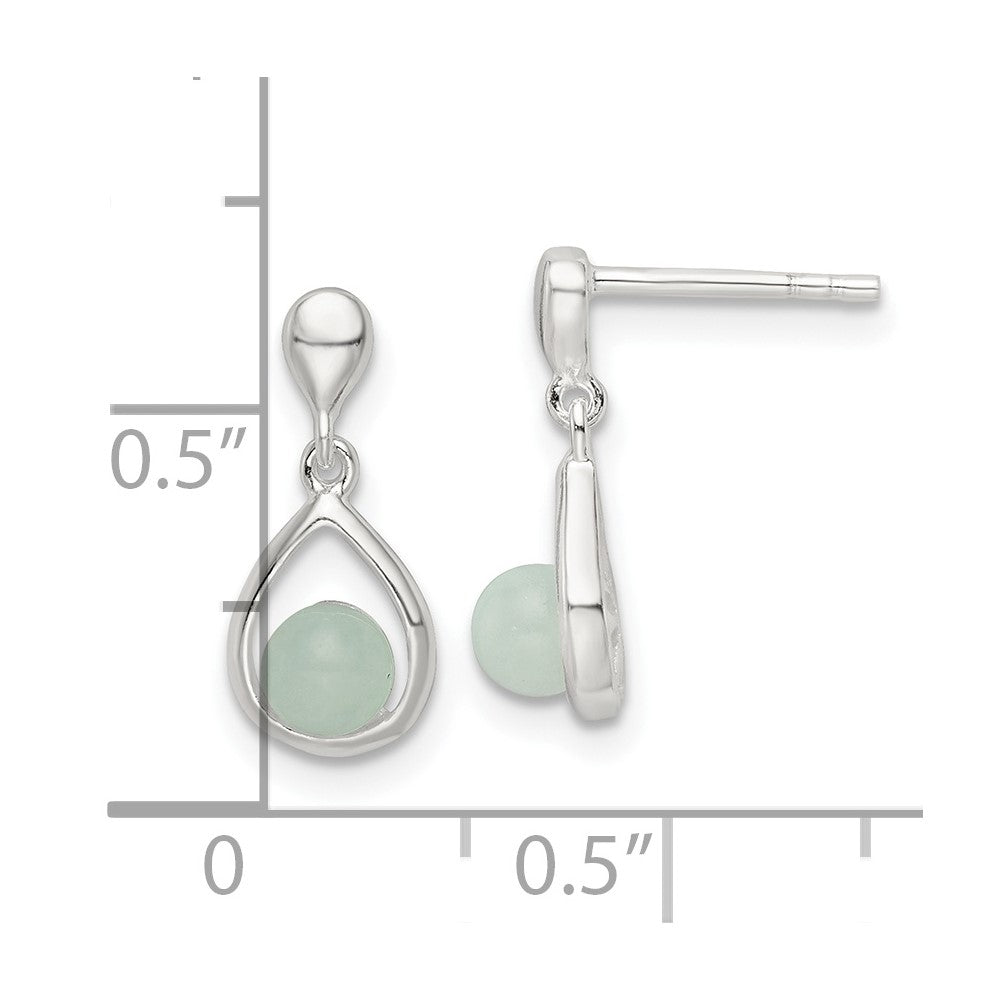 Sterling Silver Polished Light Blue Quartzite Post Teardrop Dangle Earrings