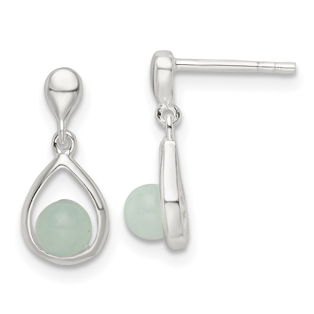 Sterling Silver Polished Light Blue Quartzite Post Teardrop Dangle Earrings