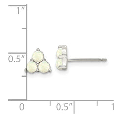 Sterling Silver Polished Triple White Created Opal Cluster Post Earrings