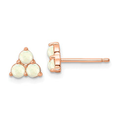 Rose Gold-plated Sterling Silver Triple White Created Opal Cluster Post Earrings