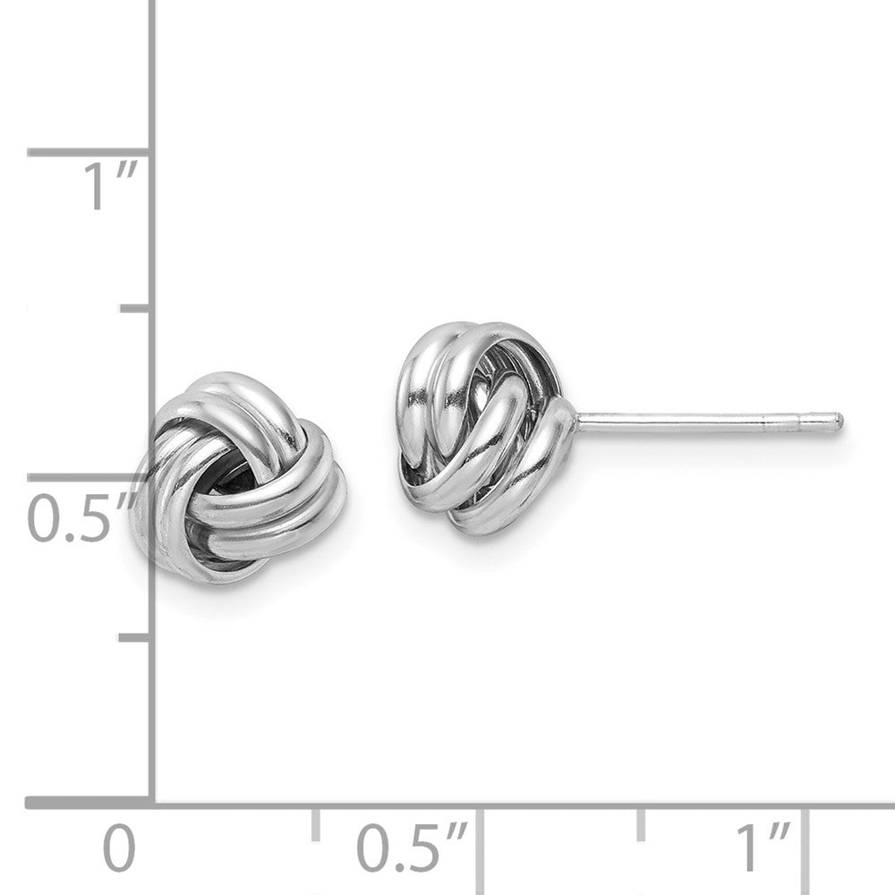 Rhodium-plated Sterling Silver Post Polished Love Knot Earrings