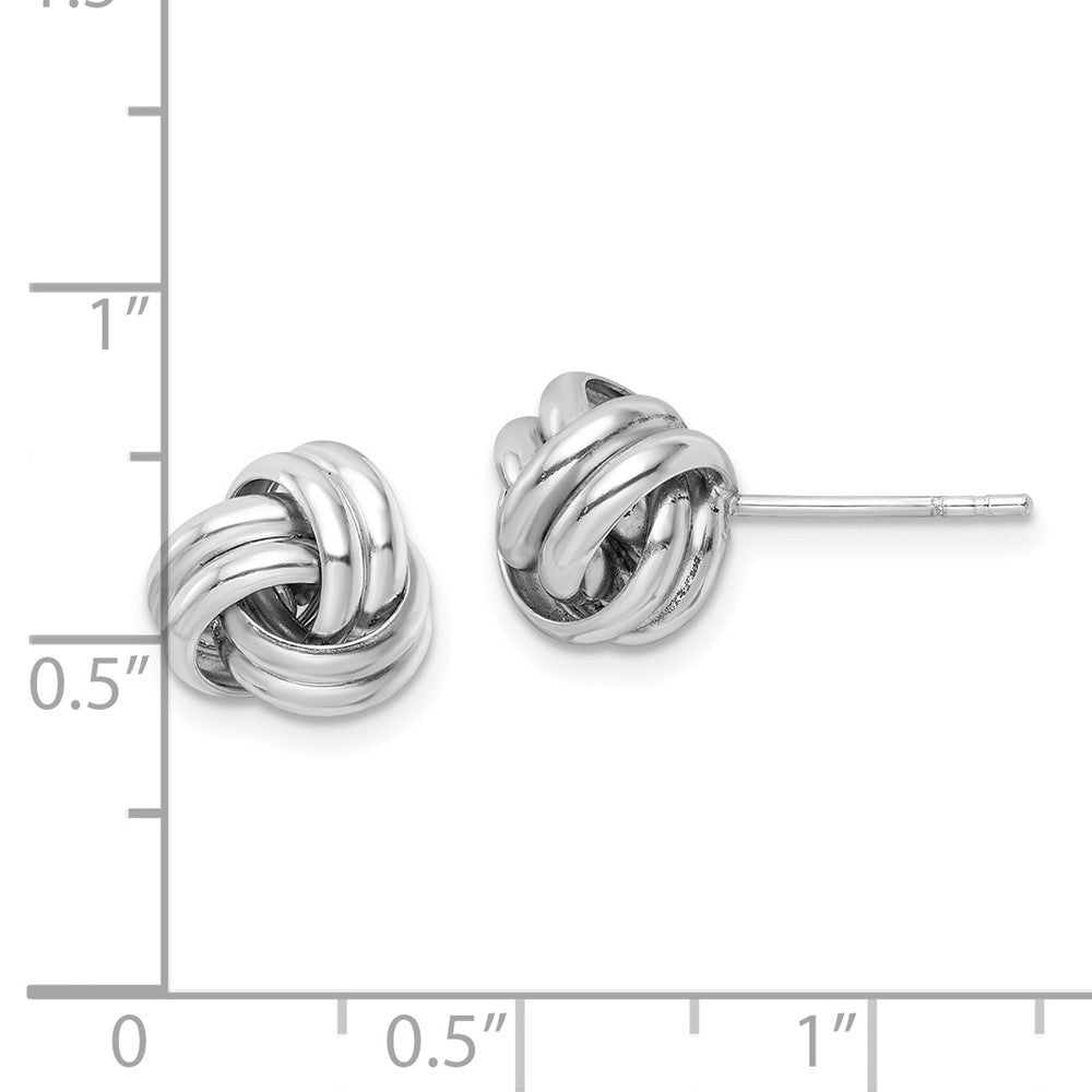 Rhodium-plated Sterling Silver Post Love Knot Earrings