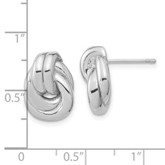 Rhodium-plated Sterling Silver Love Knot Hollow Post Earrings