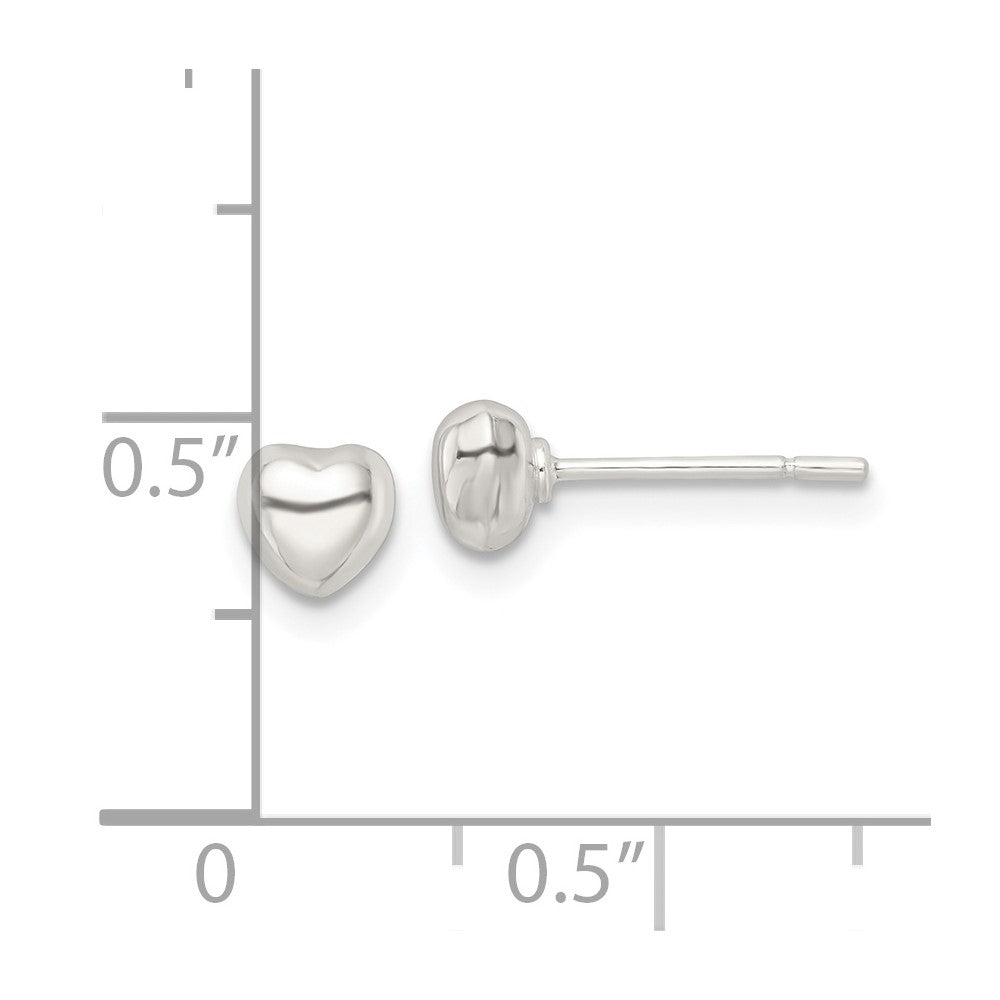 Sterling Silver Polished Puffed Heart Post Earrings