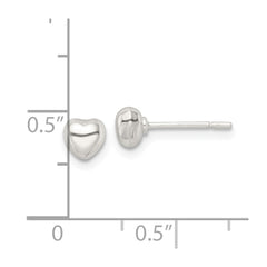 Sterling Silver Polished Puffed Heart Post Earrings
