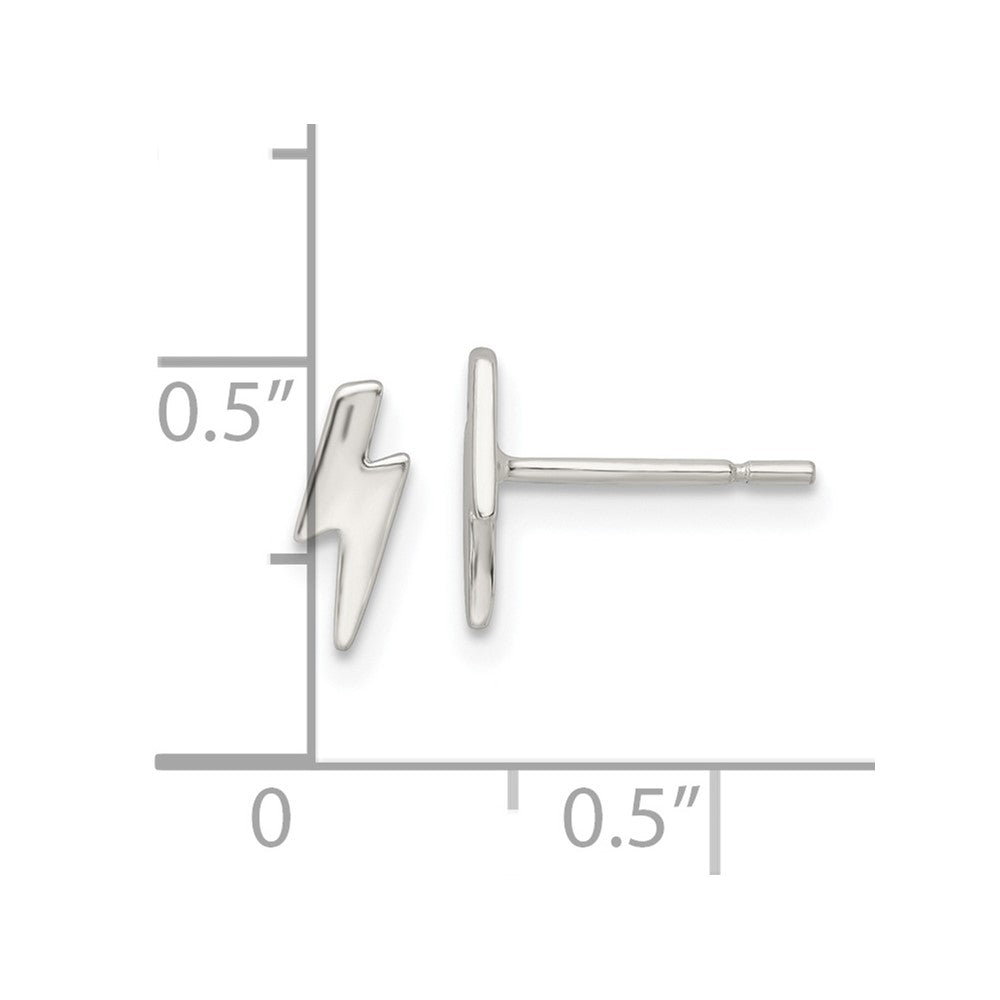 Sterling Silver Polished Tiny Lightning Post Earrings