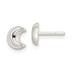 Sterling Silver Polished Crescent Moon Post Earrings