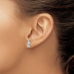 Rhodium-plated Sterling Silver Shooting Star CZ Post Earrings
