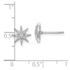 Rhodium-plated Sterling Silver Polished CZ Star Post Earrings
