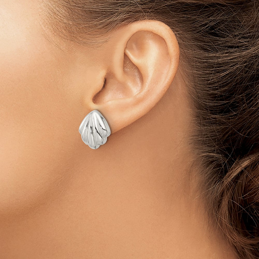 Sterling Silver Polished Shell Post Earrings