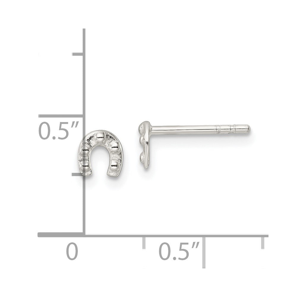 Sterling Silver Polished and Textured Horseshoe Post Earrings