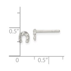 Sterling Silver Polished and Textured Horseshoe Post Earrings