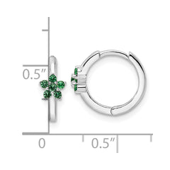 Rhodium-plated Sterling Silver Polished Green CZ Earrings