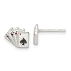 Sterling Silver Polished Playing Cards Post Earrings