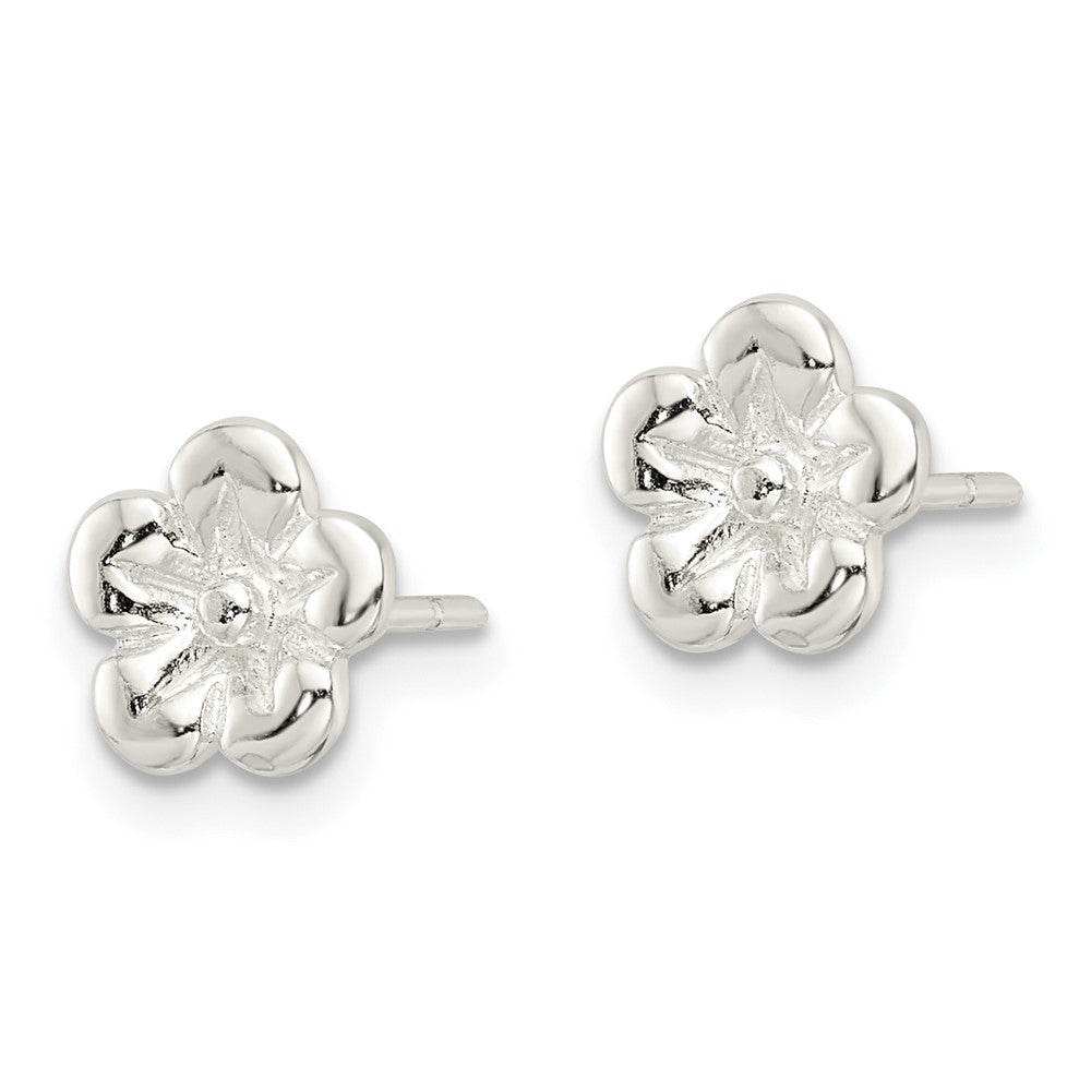 Sterling Silver Polished Flower Post Earrings