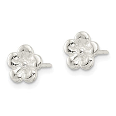 Sterling Silver Polished Flower Post Earrings