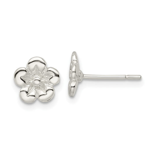 Sterling Silver Polished Flower Post Earrings