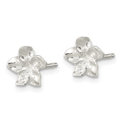 Sterling Silver Polished Plumeria Post Earrings