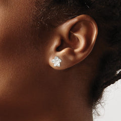 Sterling Silver Polished Plumeria Post Earrings