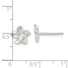 Sterling Silver Polished Plumeria Post Earrings