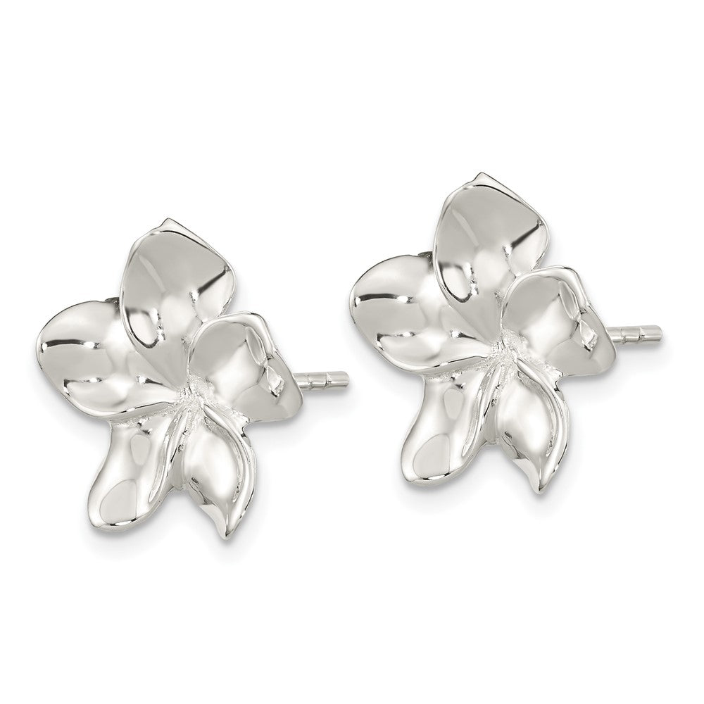 Sterling Silver Polished Flower Post Earrings